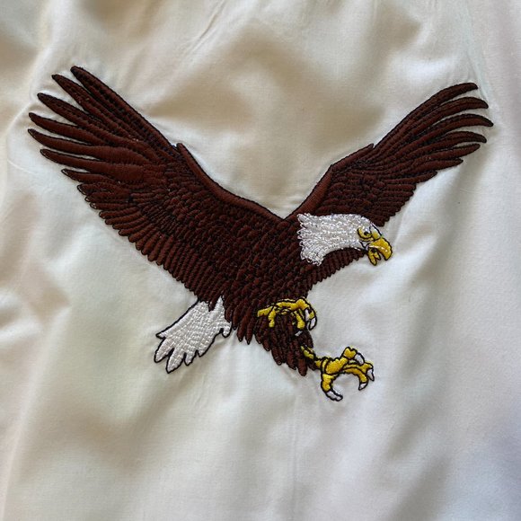 Ely Diamond - White Long-Sleeve Black Snap Shirt with Eagle Sz XL - Picture 4 of 14